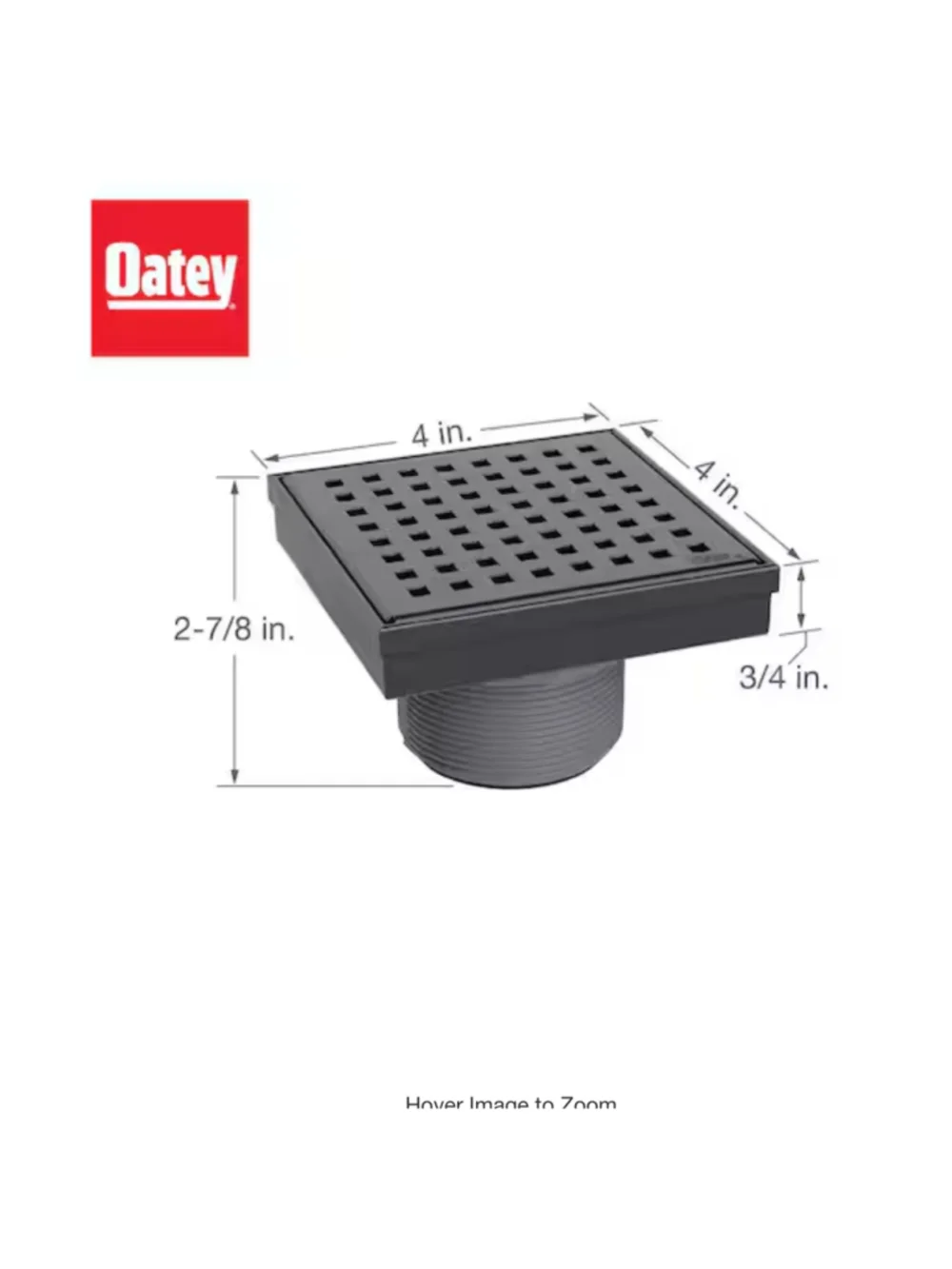 Oatey Designline 4 in. x 4 in. Stainless Steel Square Shower Drain Matte Black